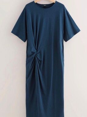 Next Direct Teal Twist-Front Midi Dress